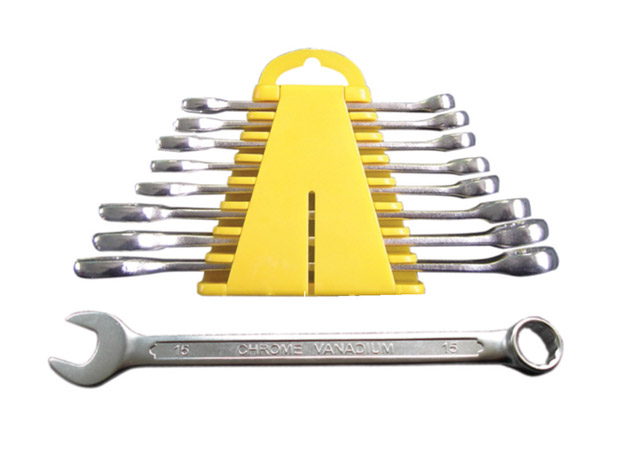 European type combination wrench set, DIN standard,
satin finished surface
Size: 8×(6, 8, 10, 12, 14, 17, 19, 22mm)