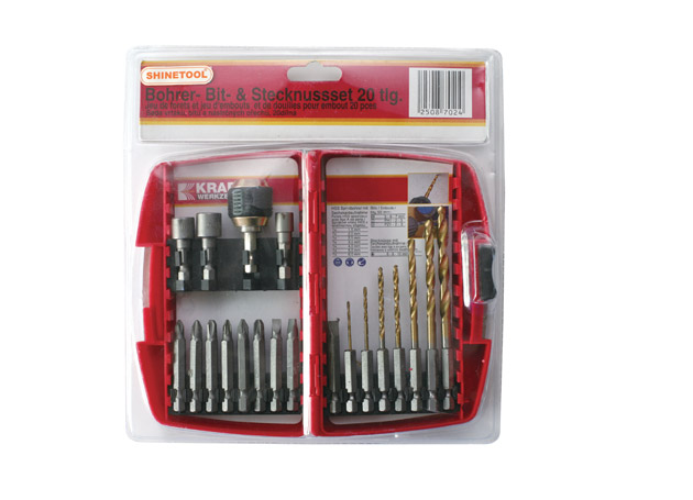 
	20pcs Drill bits and screwdriver bits & sockets set