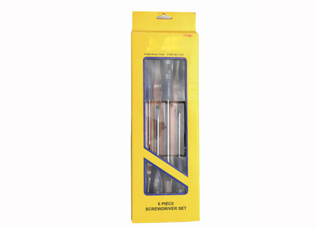 6pcs screwdriver set
Size: -: 3x75, 5x100,
6x125, 8x150mm, +: PH0x75,  PH1x100mm