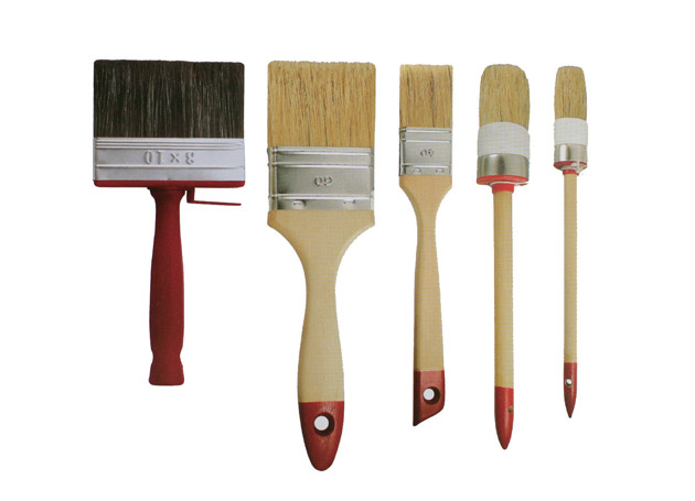 
	Flat brush set: 50% tops natural white bristles, stainless