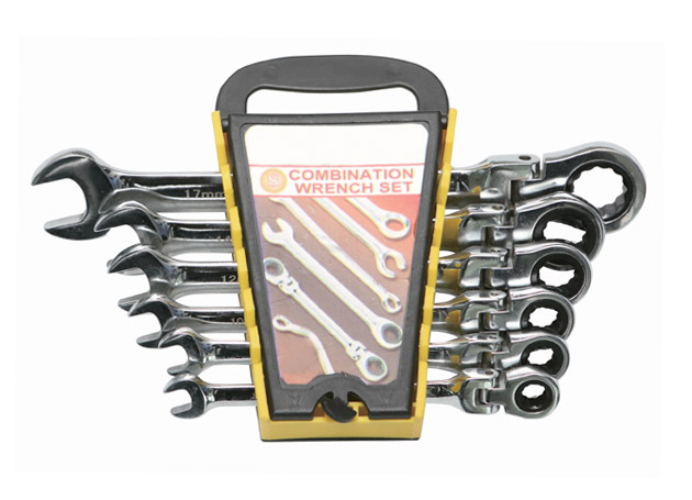 Flexible ratchet combination wrench set, mirror polished surface, 72T
Size: 6×(8, 10, 12, 13, 14, 17mm)