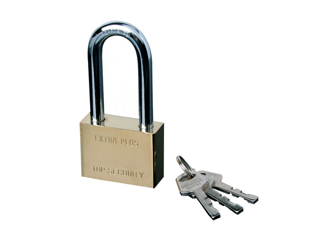 
	Square padlock with long shackle