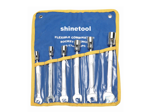 Flexible combination socket wrench set, sand
finished surface
Size: 6×(10, 11, 12, 13, 14, 17mm)