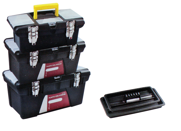 
	Plastic tool box with iron lock, 2 layers