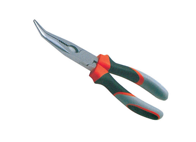 Bent nose pliers, nickel–iron alloy plated surface
Size: 6”, 7”, 8”