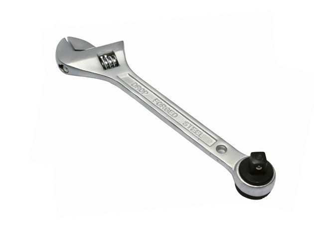 2 in 1 Ratchet adjustable wrench, quick release, full polished, mat finished surface Size: 6