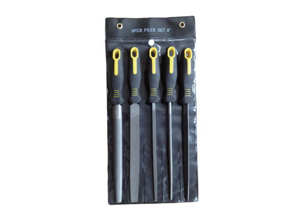 
	5pcs Steel files set Size: 8” flat taper file, 8” half round file, 8” round file,