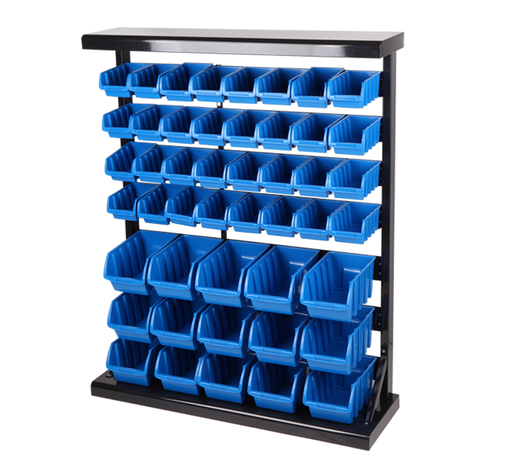 Single Side Storage Bin Rack With 32 Small Bins And 15 Large Bins  03002